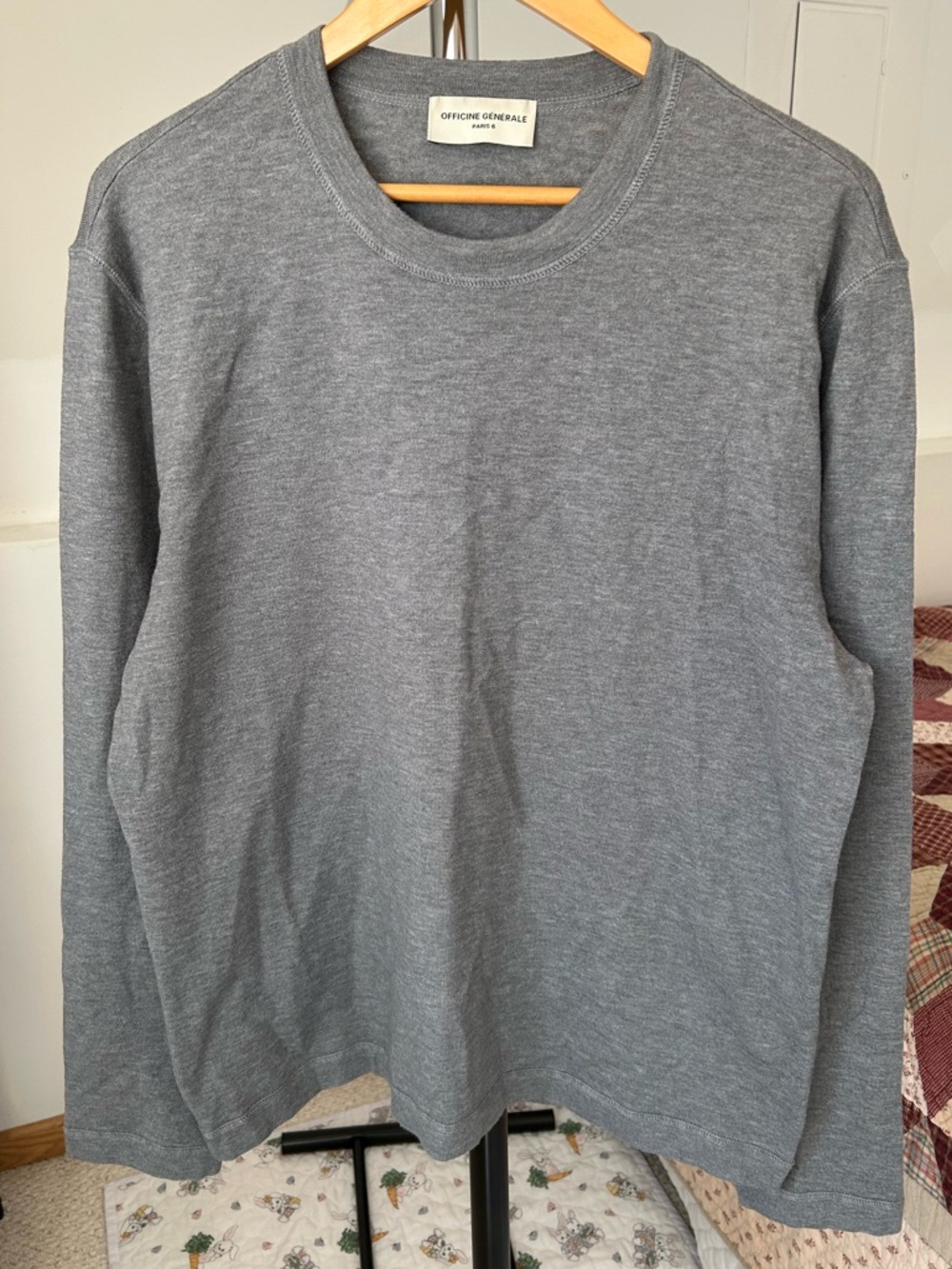 Officine Generale Knitted Long Sleeve Tee Gray Men’s XL